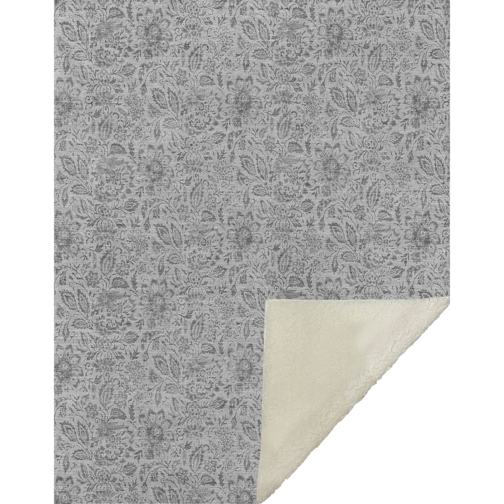 Premium Machine Washable ASB660 Silver 50" x 70" Sherpa Throw Blanket. Picture 1