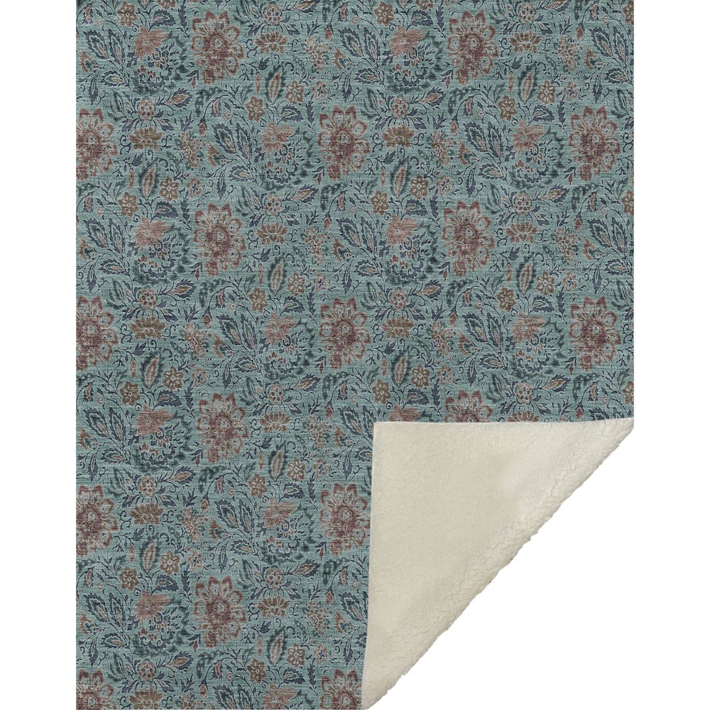 Premium Machine Washable ASB660 Teal 50" x 70" Sherpa Throw Blanket. Picture 1