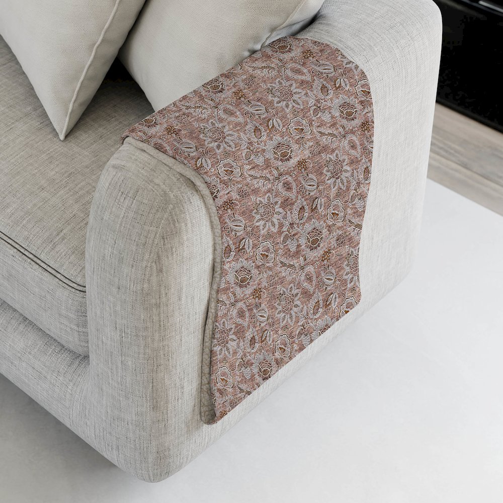Premium Machine Washable ASB661 Copper 50" x 70" Sherpa Throw Blanket. Picture 4