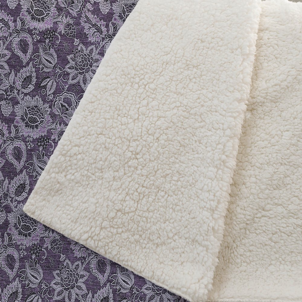 Premium Machine Washable ASB661 Eggplant 50" x 70" Sherpa Throw Blanket. Picture 2