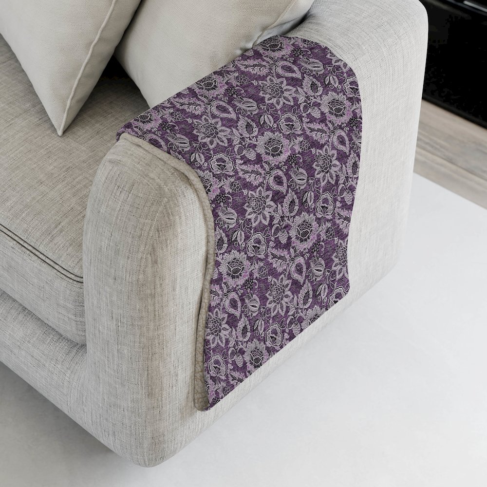 Premium Machine Washable ASB661 Eggplant 50" x 70" Sherpa Throw Blanket. Picture 4
