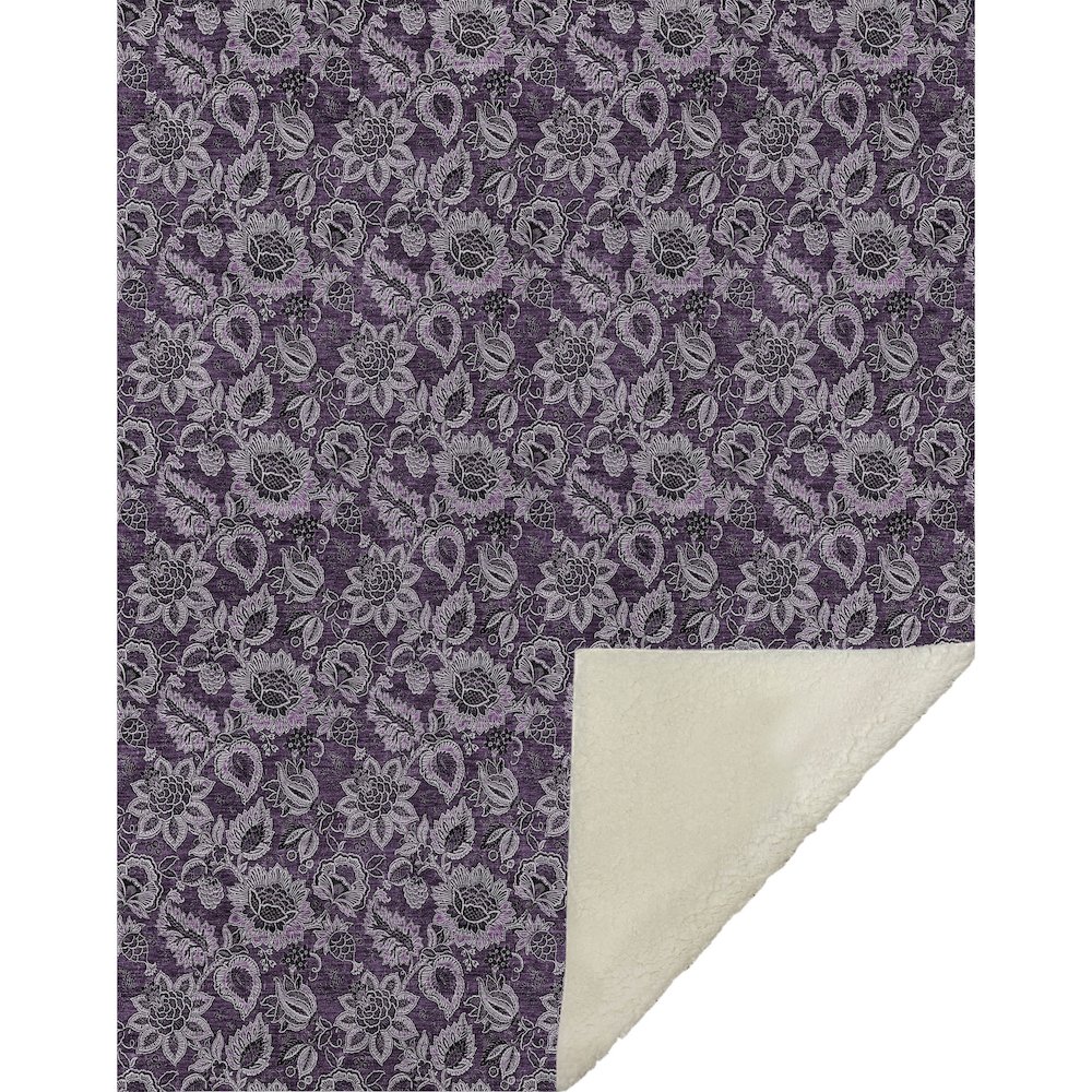 Premium Machine Washable ASB661 Eggplant 50" x 70" Sherpa Throw Blanket. Picture 1