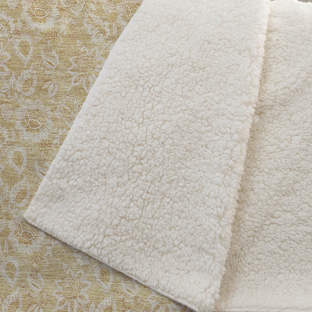 Premium Machine Washable ASB661 Gold 50" x 70" Sherpa Throw Blanket. Picture 2