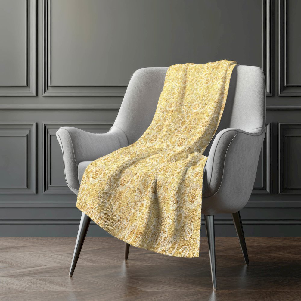 Premium Machine Washable ASB661 Gold 50" x 70" Sherpa Throw Blanket. Picture 5