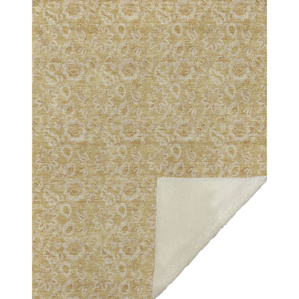 Premium Machine Washable ASB661 Gold 50" x 70" Sherpa Throw Blanket. Picture 1