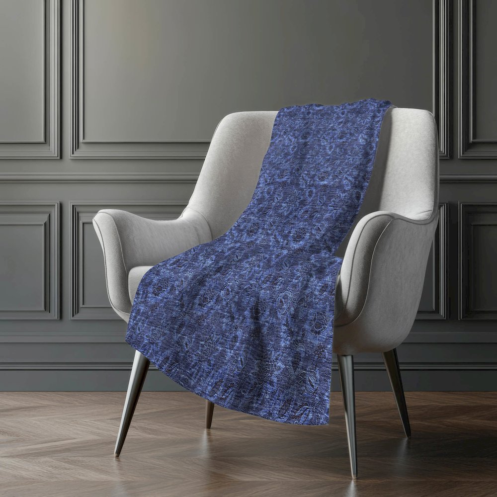 Premium Machine Washable ASB661 Navy 50" x 70" Sherpa Throw Blanket. Picture 5