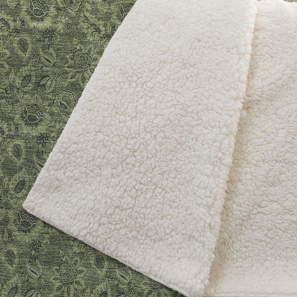 Premium Machine Washable ASB661 Olive 50" x 70" Sherpa Throw Blanket. Picture 2