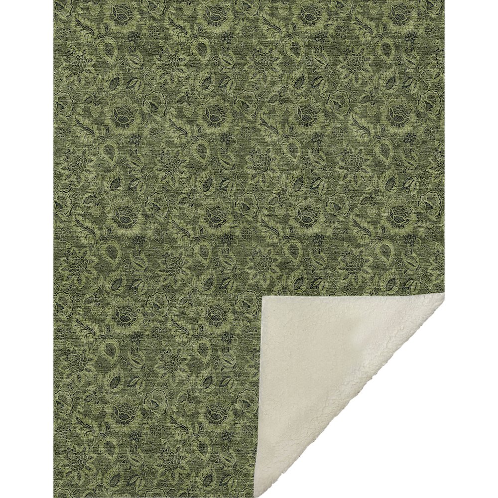 Premium Machine Washable ASB661 Olive 50" x 70" Sherpa Throw Blanket. Picture 1