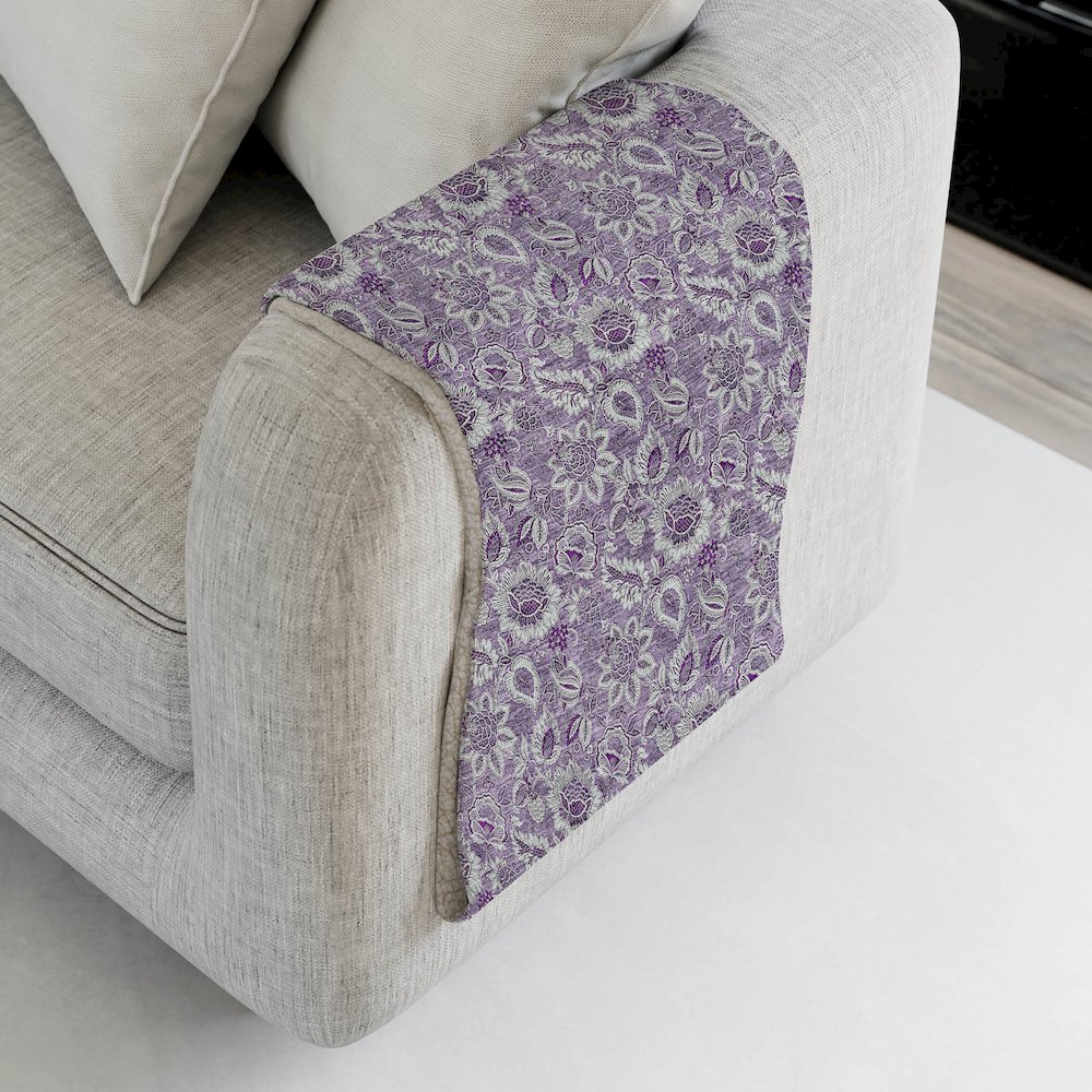 Premium Machine Washable ASB661 Purple 50" x 70" Sherpa Throw Blanket. Picture 4