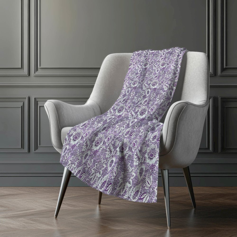 Premium Machine Washable ASB661 Purple 50" x 70" Sherpa Throw Blanket. Picture 5