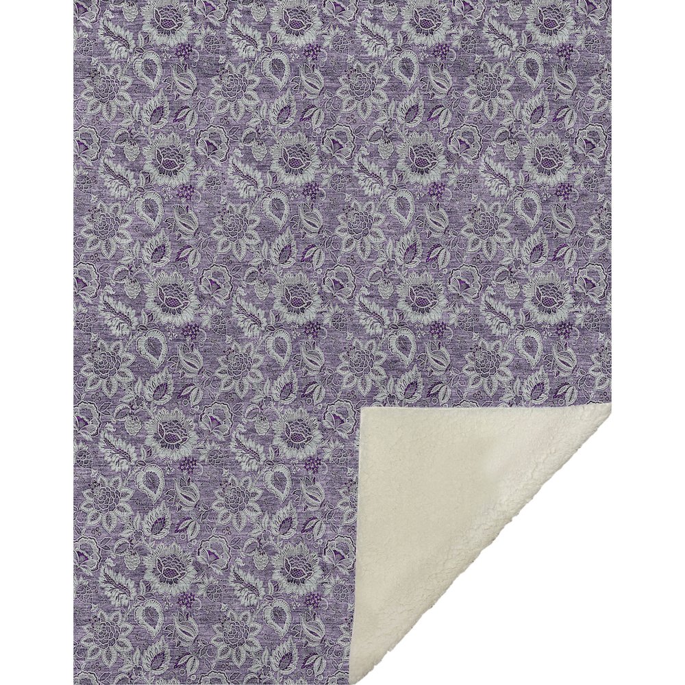 Premium Machine Washable ASB661 Purple 50" x 70" Sherpa Throw Blanket. Picture 1
