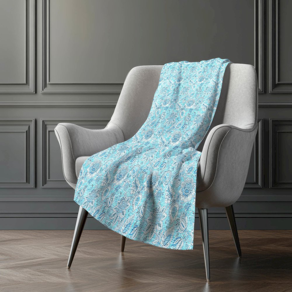 Premium Machine Washable ASB662 Aqua 50" x 70" Sherpa Throw Blanket. Picture 5