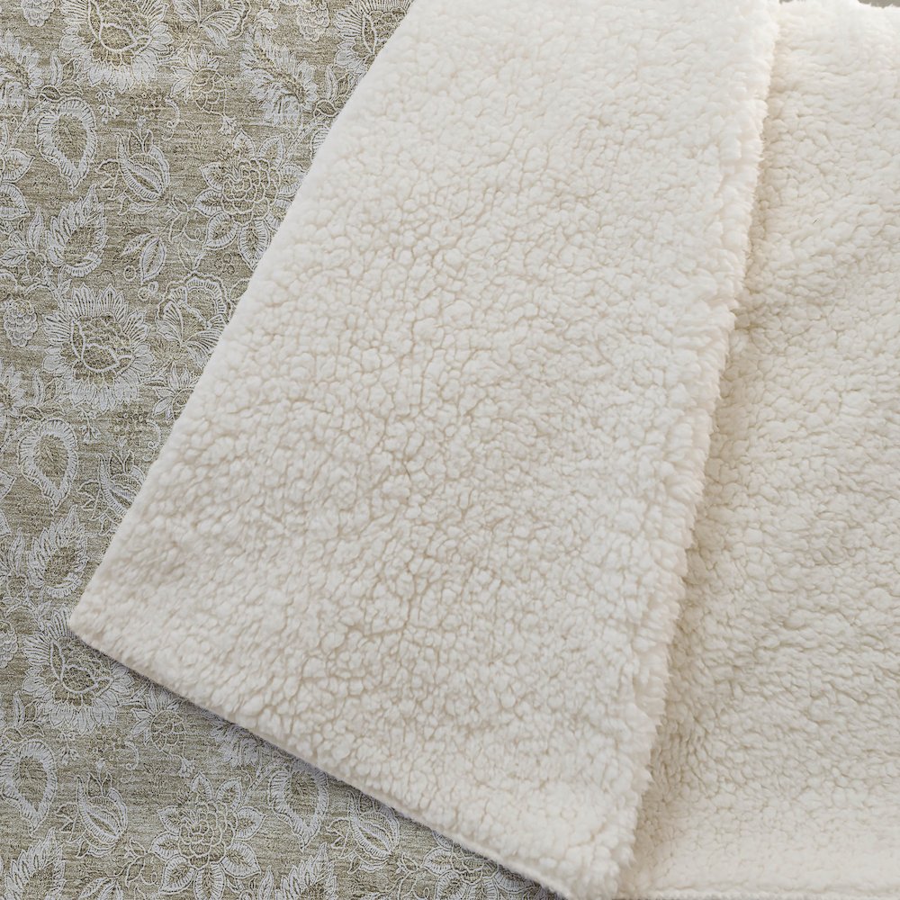 Premium Machine Washable ASB662 Beige 50" x 70" Sherpa Throw Blanket. Picture 2