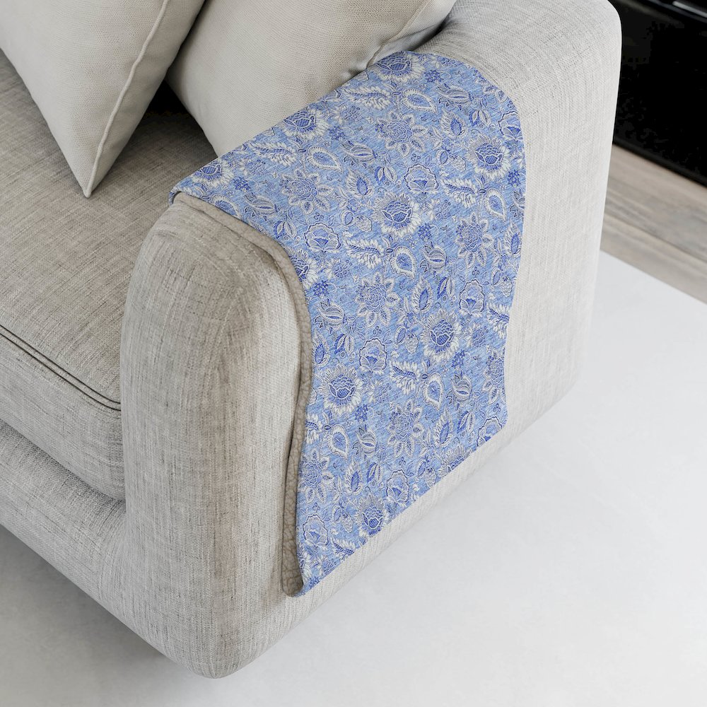 Premium Machine Washable ASB662 Blue 50" x 70" Sherpa Throw Blanket. Picture 4