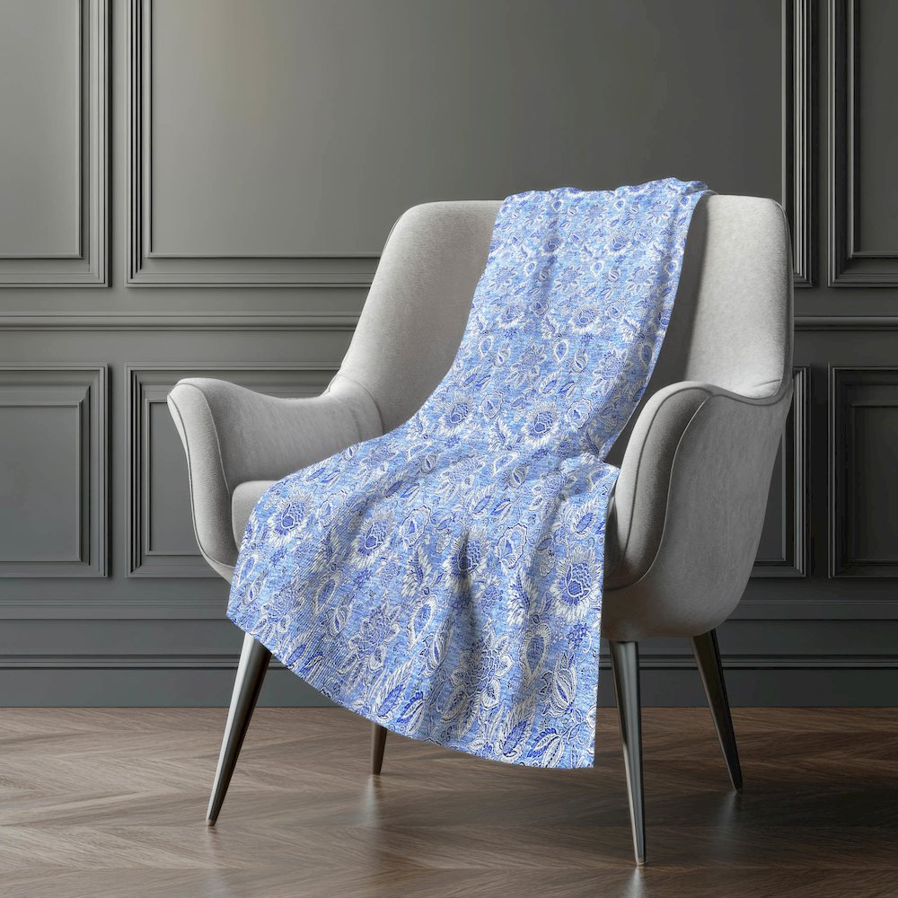 Premium Machine Washable ASB662 Blue 50" x 70" Sherpa Throw Blanket. Picture 5