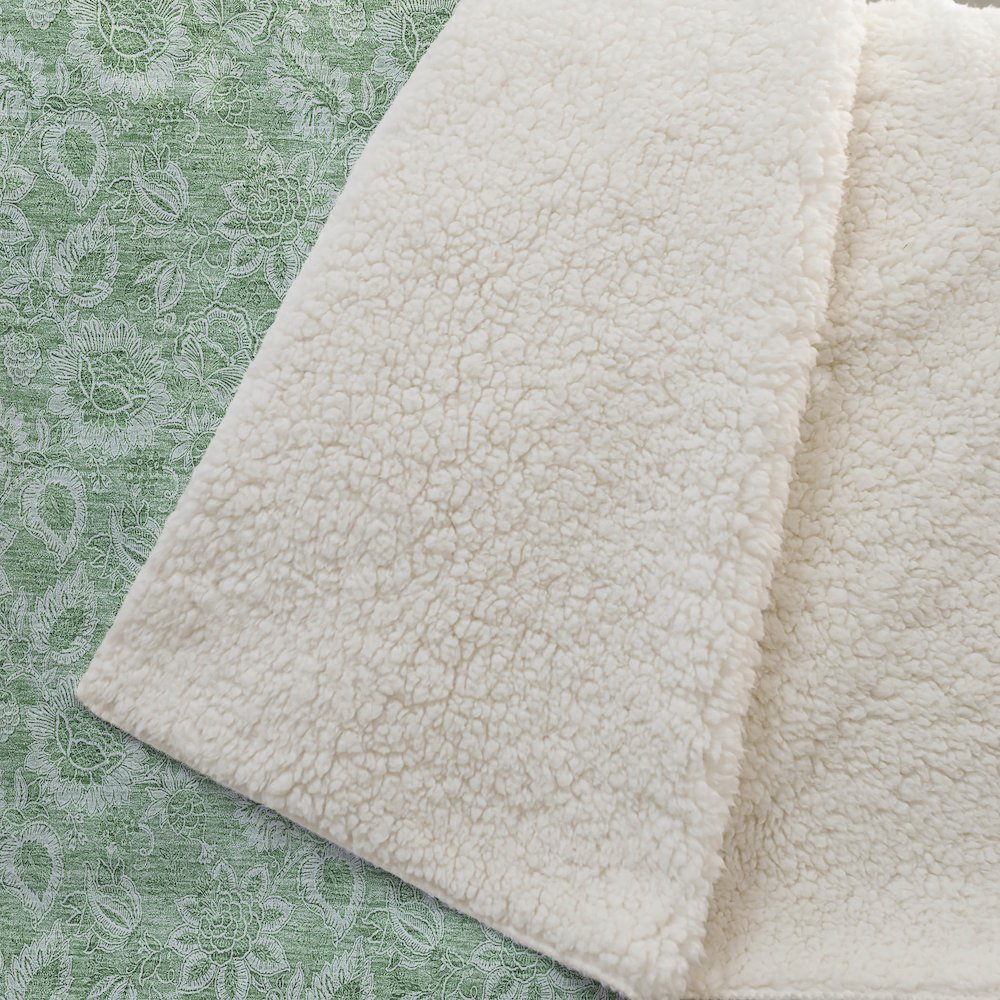 Premium Machine Washable ASB662 Green 50" x 70" Sherpa Throw Blanket. Picture 2