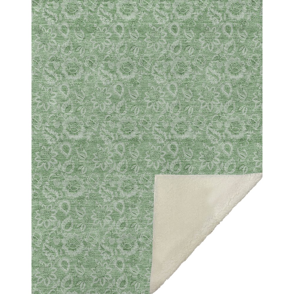 Premium Machine Washable ASB662 Green 50" x 70" Sherpa Throw Blanket. Picture 1