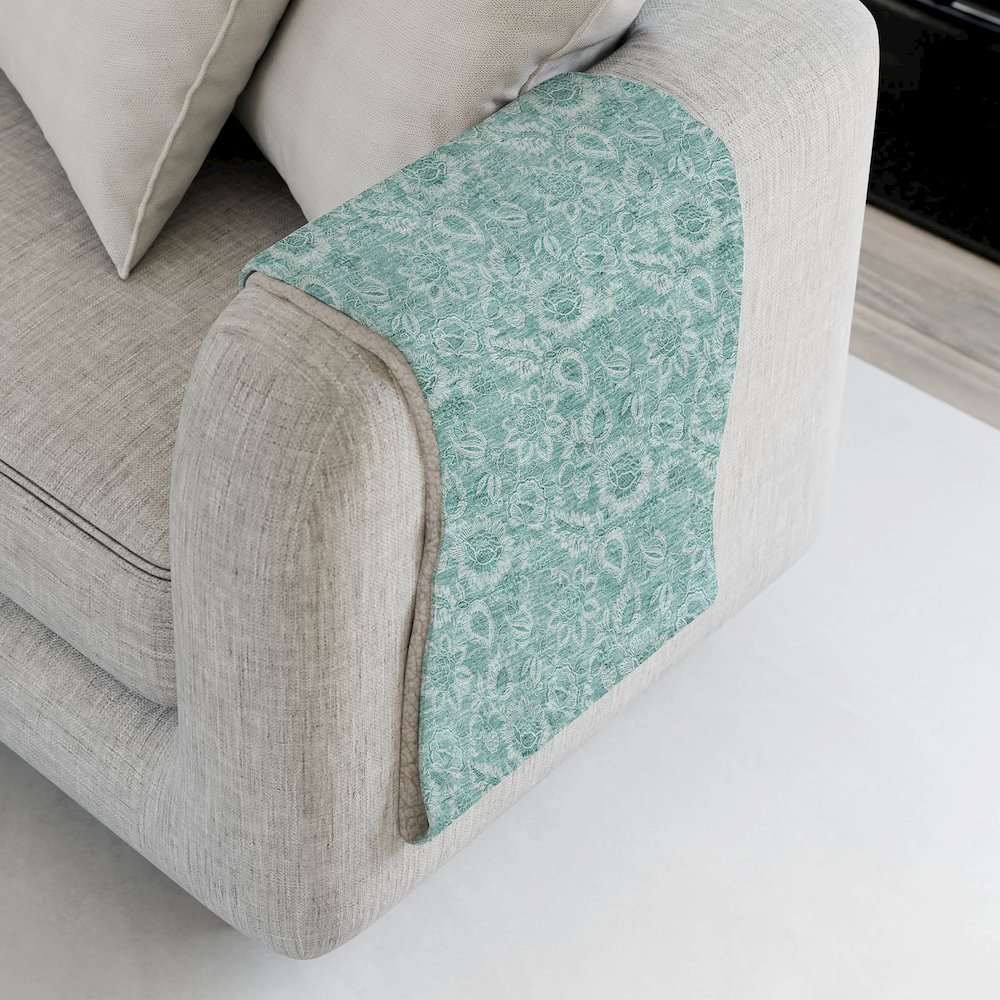 Premium Machine Washable ASB662 Teal 50" x 70" Sherpa Throw Blanket. Picture 4