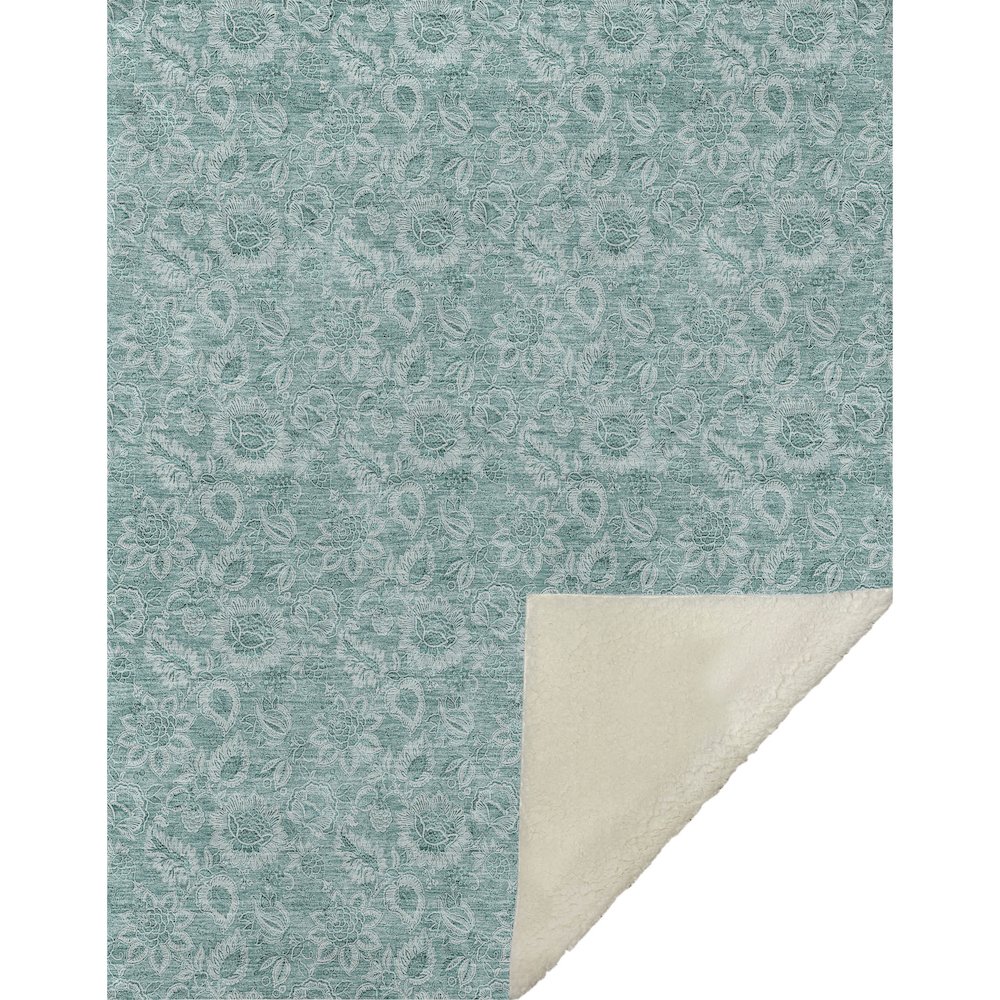 Premium Machine Washable ASB662 Teal 50" x 70" Sherpa Throw Blanket. Picture 1