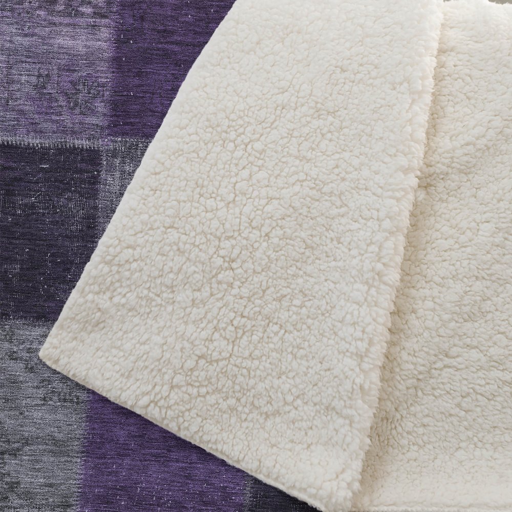 Premium Machine Washable ASB663 Eggplant 50" x 70" Sherpa Throw Blanket. Picture 2