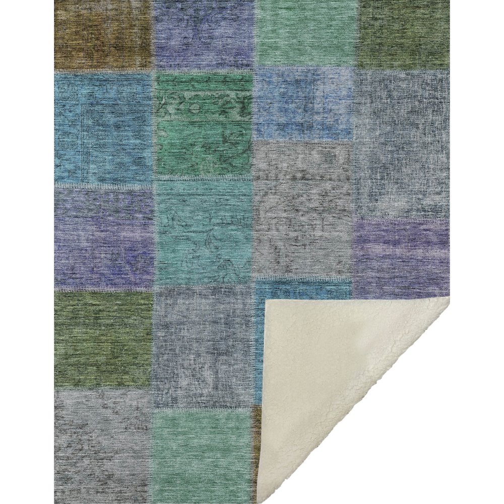 Premium Machine Washable ASB663 Green 50" x 70" Sherpa Throw Blanket. Picture 1
