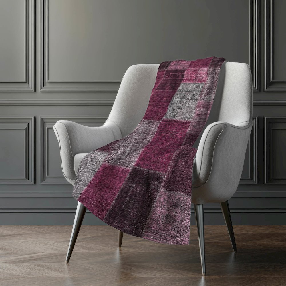 Premium Machine Washable ASB663 Merlot 50" x 70" Sherpa Throw Blanket. Picture 5