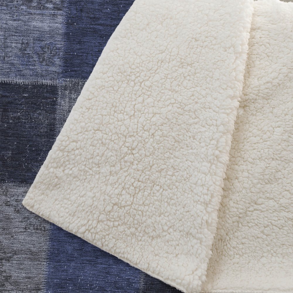 Premium Machine Washable ASB663 Navy 50" x 70" Sherpa Throw Blanket. Picture 2