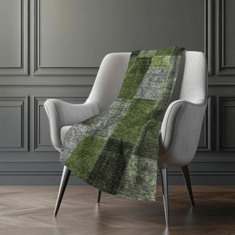 Premium Machine Washable ASB663 Olive 50" x 70" Sherpa Throw Blanket. Picture 5