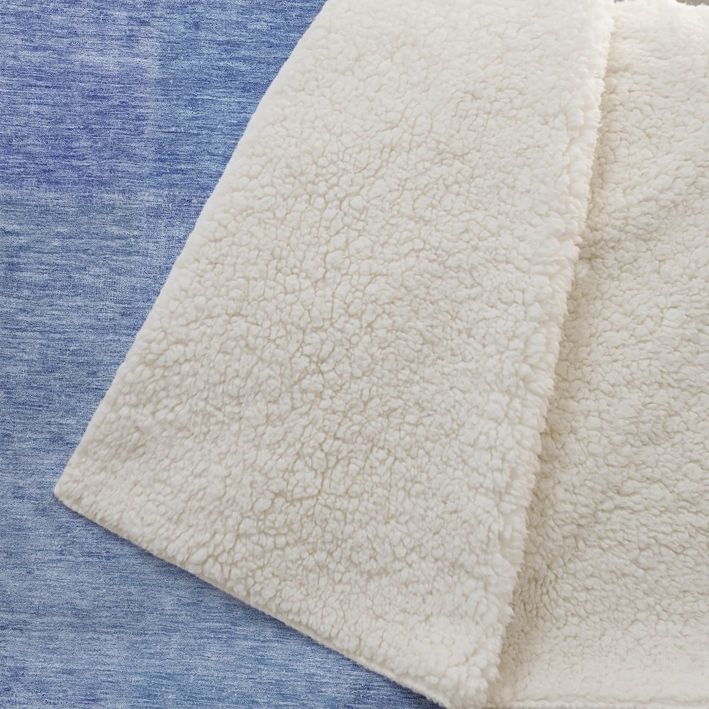 Premium Machine Washable ASB664 Denim 50" x 70" Sherpa Throw Blanket. Picture 2