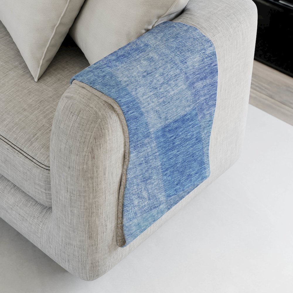Premium Machine Washable ASB664 Denim 50" x 70" Sherpa Throw Blanket. Picture 4