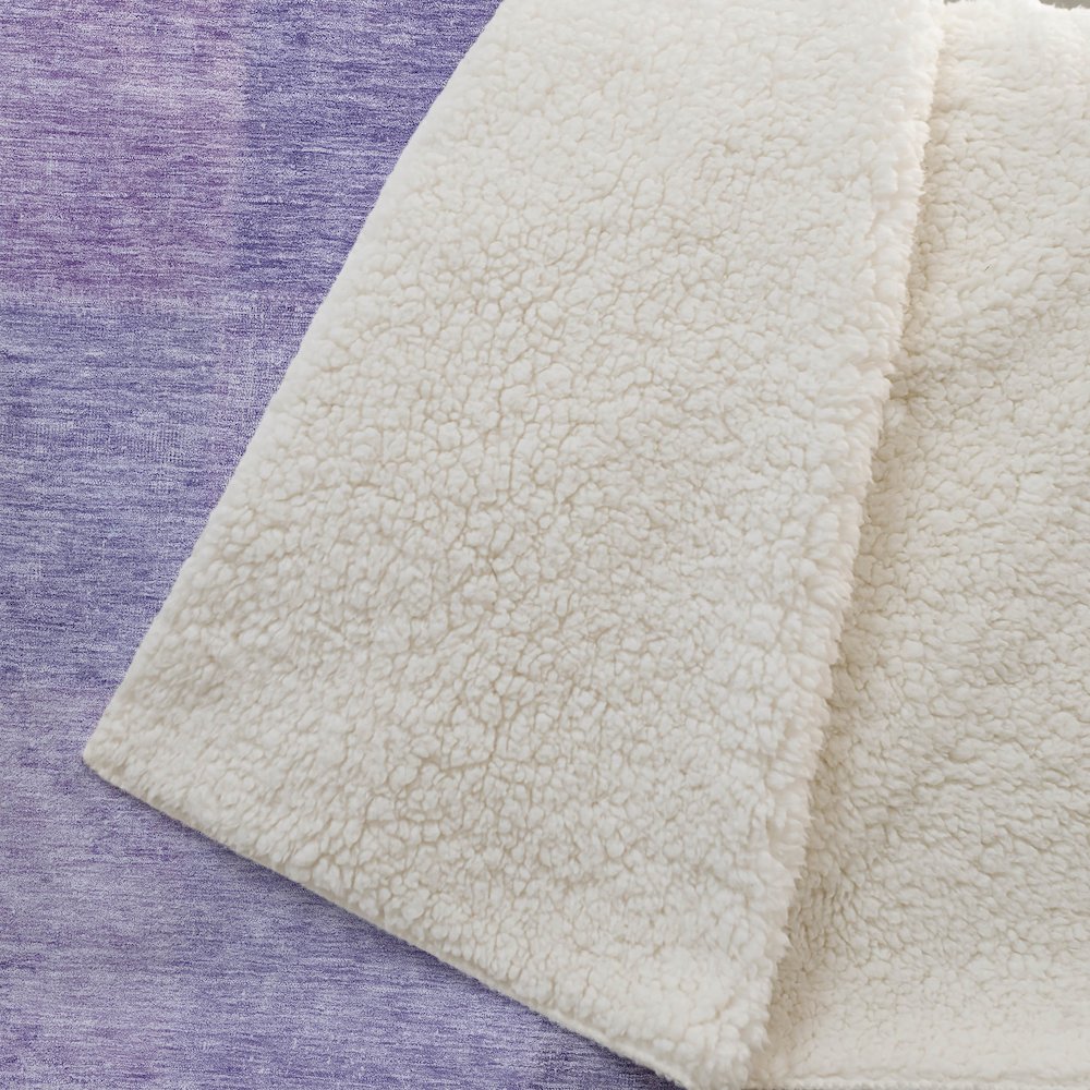 Premium Machine Washable ASB664 Lavender 50" x 70" Sherpa Throw Blanket. Picture 2