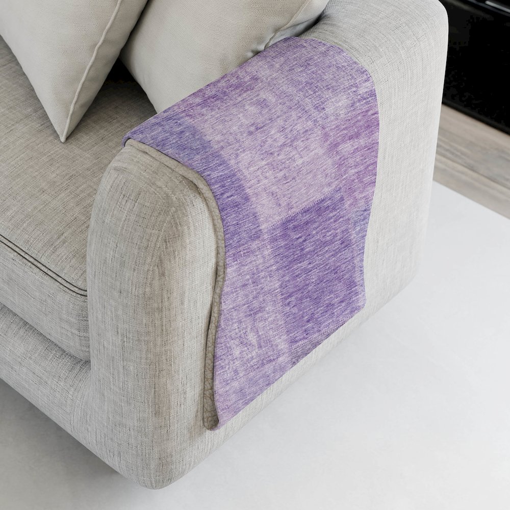 Premium Machine Washable ASB664 Lavender 50" x 70" Sherpa Throw Blanket. Picture 4