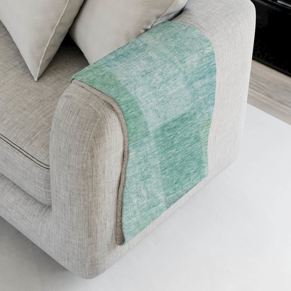 Premium Machine Washable ASB664 Teal 50" x 70" Sherpa Throw Blanket. Picture 4