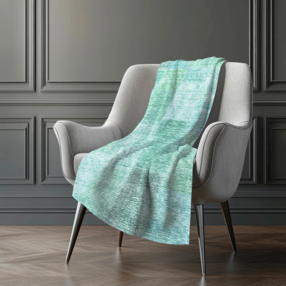 Premium Machine Washable ASB664 Teal 50" x 70" Sherpa Throw Blanket. Picture 5