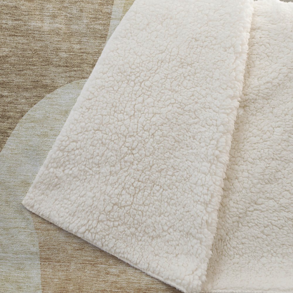 Premium Machine Washable ASB665 Beige 50" x 70" Sherpa Throw Blanket. Picture 2
