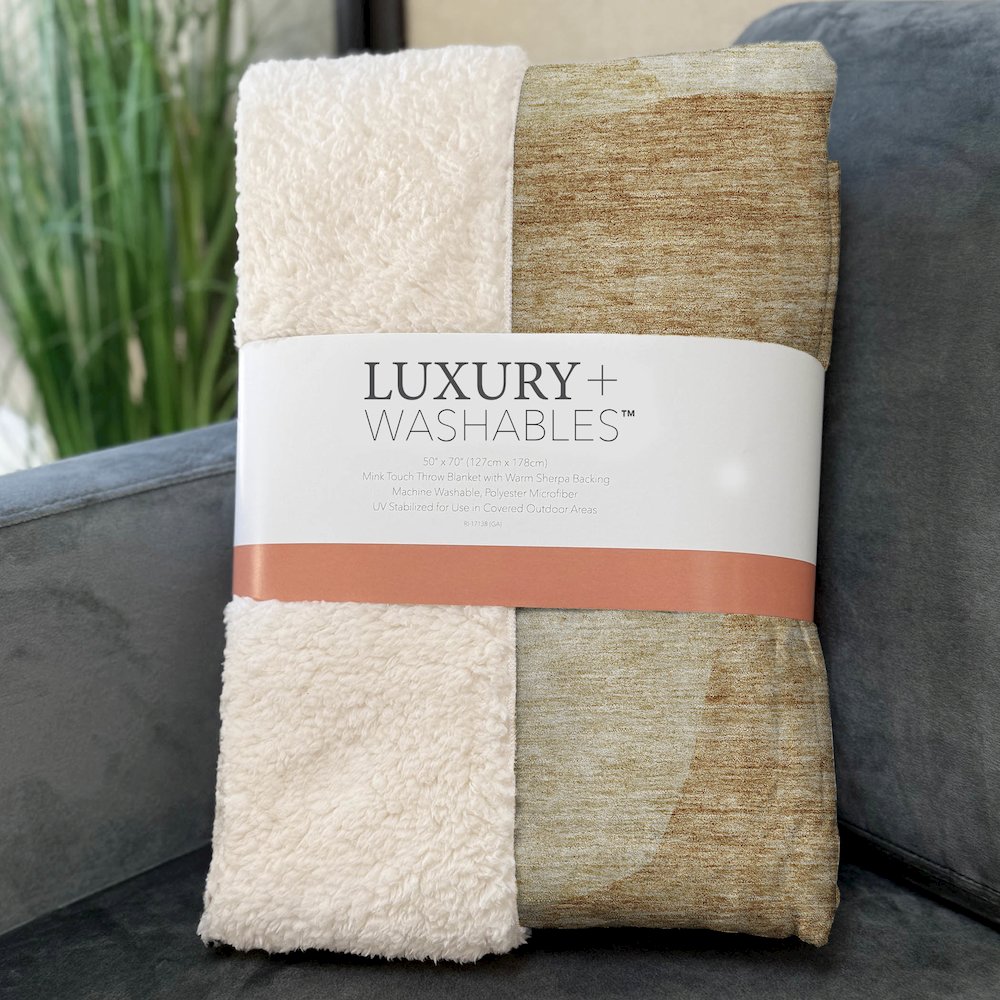 Premium Machine Washable ASB665 Beige 50" x 70" Sherpa Throw Blanket. Picture 3
