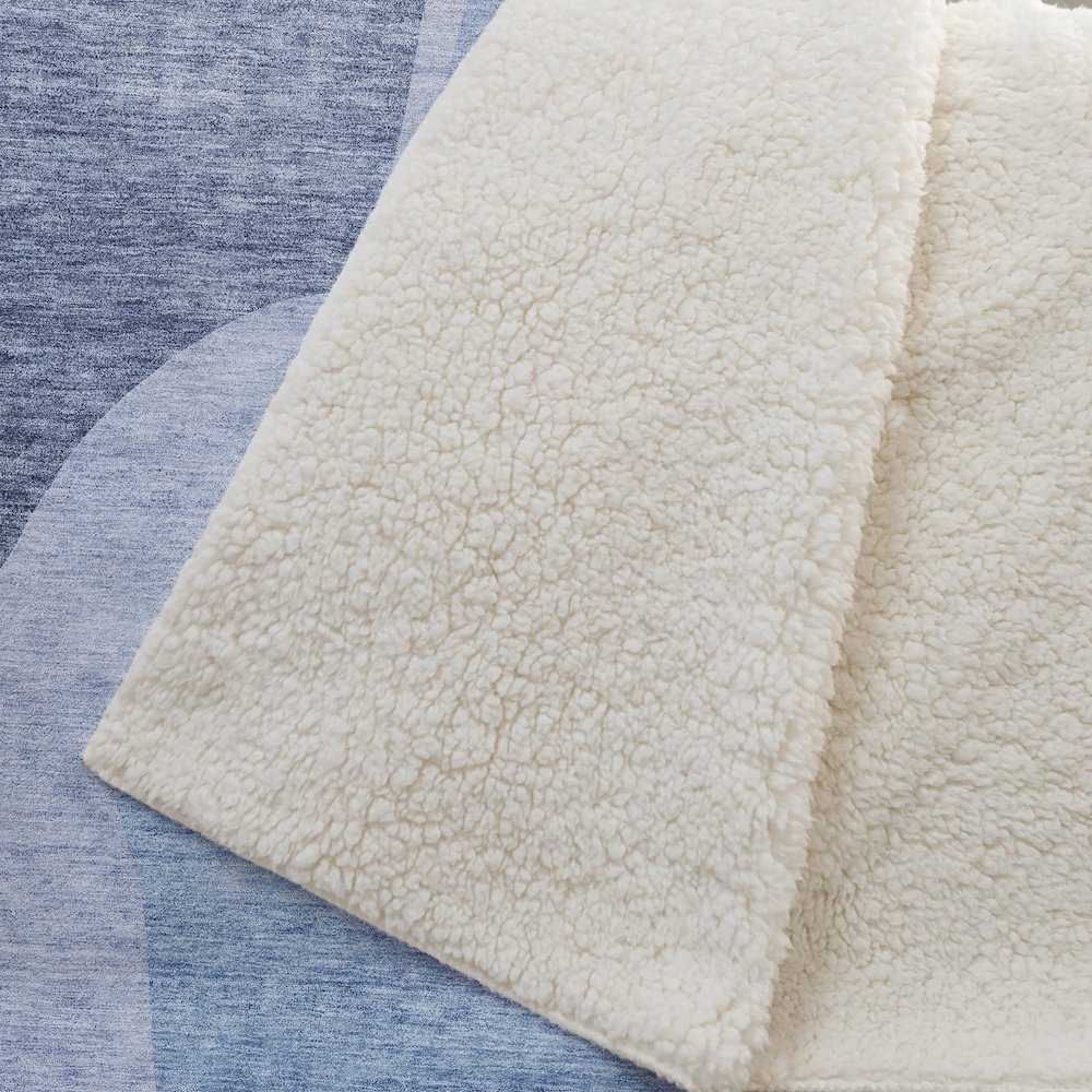 Premium Machine Washable ASB665 Denim 50" x 70" Sherpa Throw Blanket. Picture 2