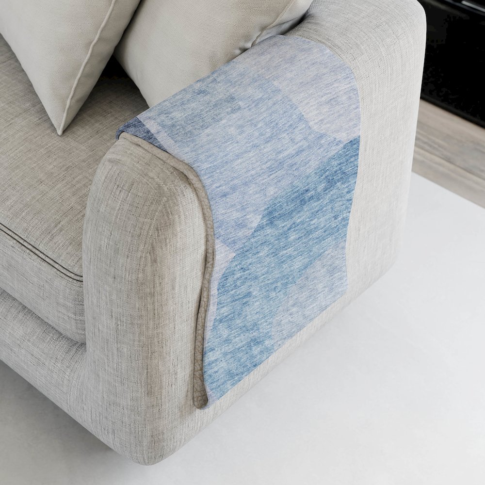 Premium Machine Washable ASB665 Denim 50" x 70" Sherpa Throw Blanket. Picture 4