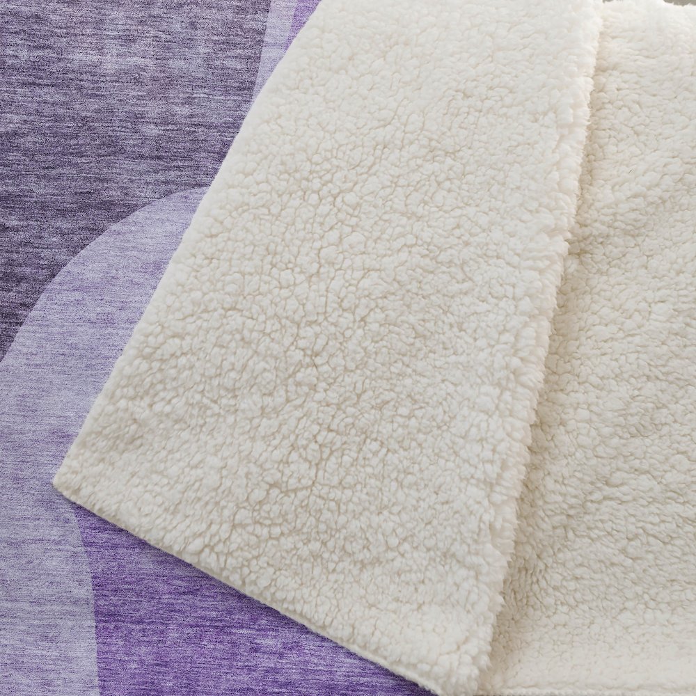 Premium Machine Washable ASB665 Eggplant 50" x 70" Sherpa Throw Blanket. Picture 2