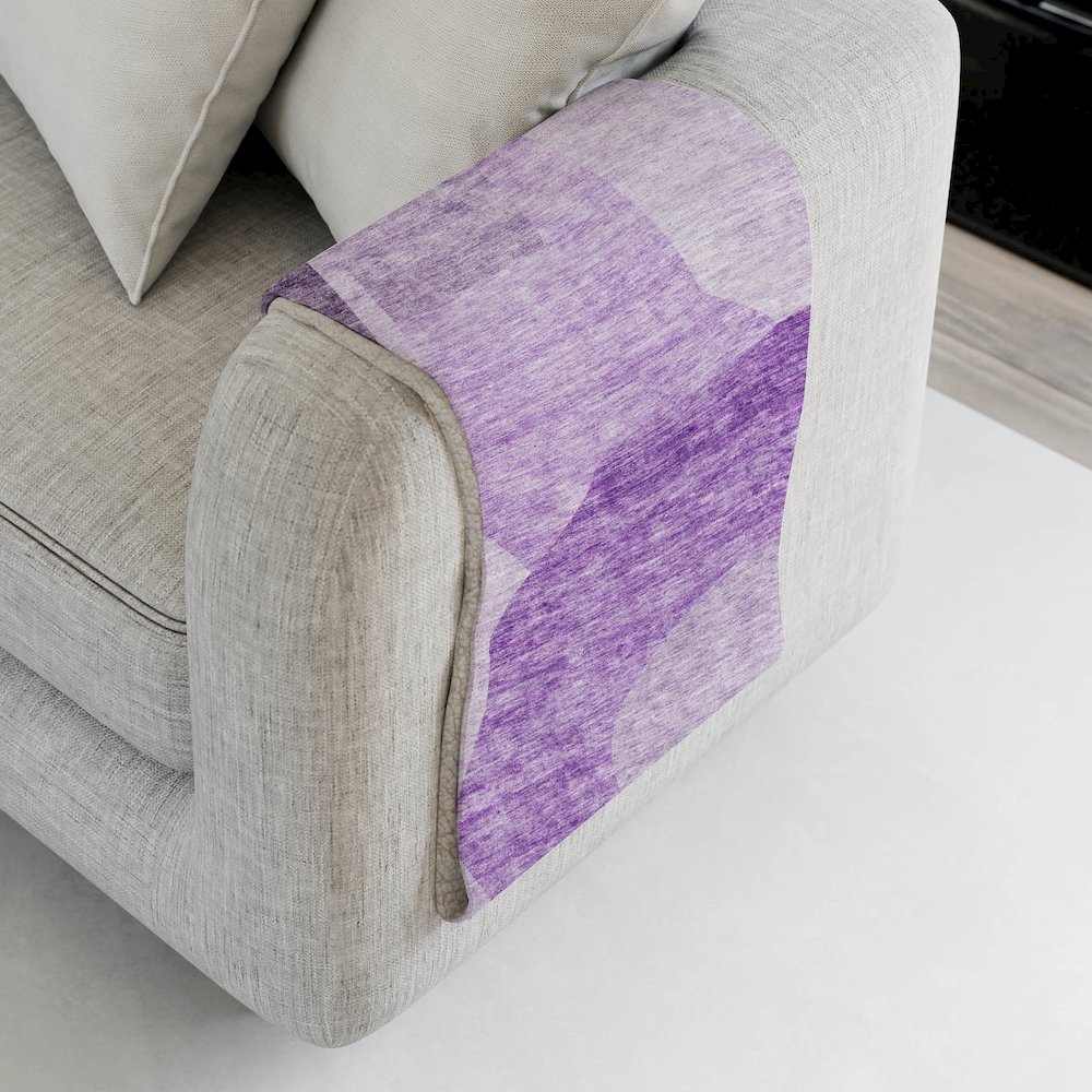 Premium Machine Washable ASB665 Eggplant 50" x 70" Sherpa Throw Blanket. Picture 4