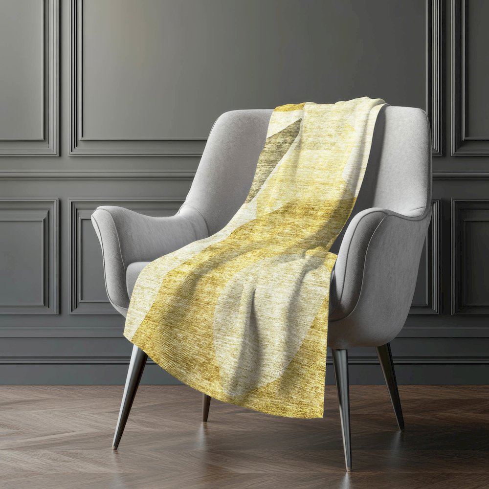 Premium Machine Washable ASB665 Gold 50" x 70" Sherpa Throw Blanket. Picture 5