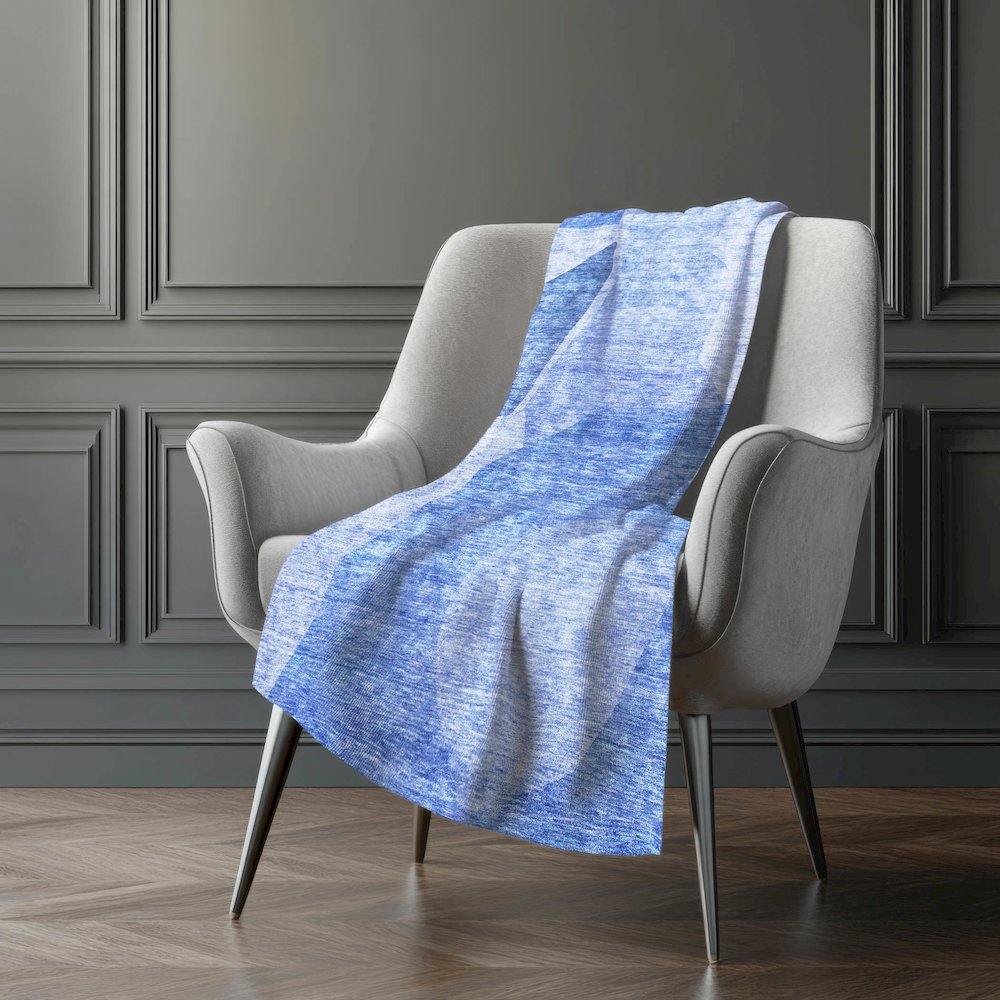 Premium Machine Washable ASB665 Navy 50" x 70" Sherpa Throw Blanket. Picture 5
