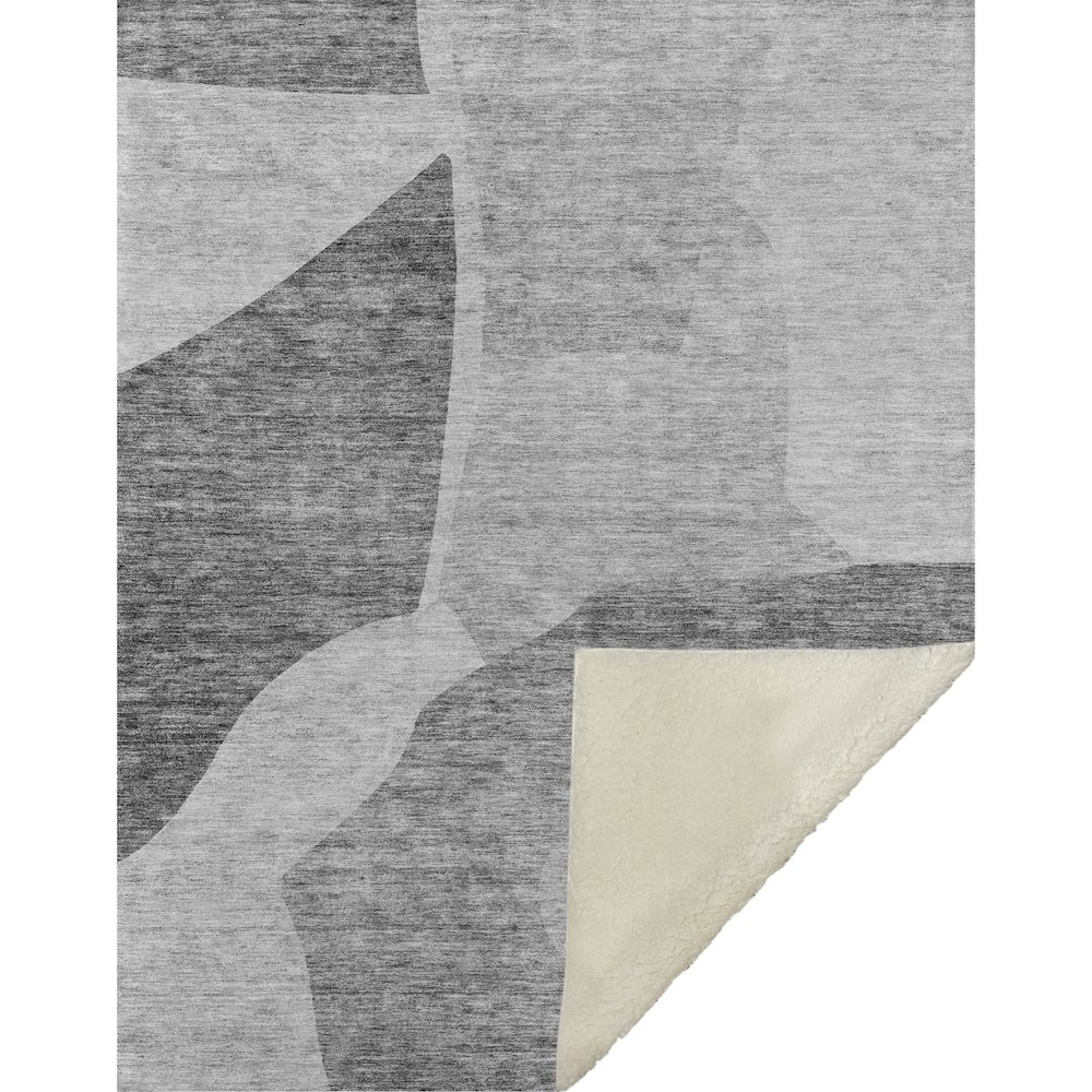 Premium Machine Washable ASB665 Silver 50" x 70" Sherpa Throw Blanket. Picture 1