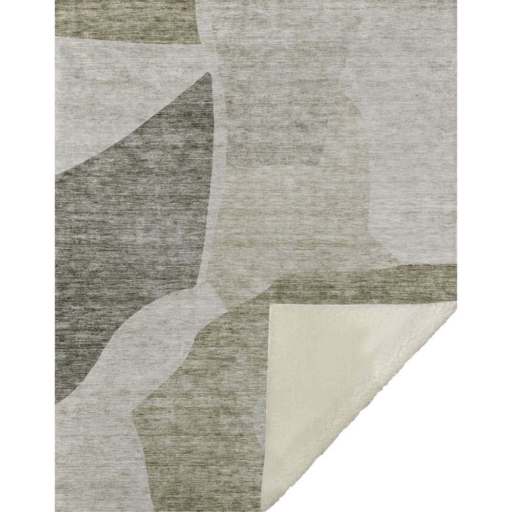 Premium Machine Washable ASB665 Taupe 50" x 70" Sherpa Throw Blanket. Picture 1
