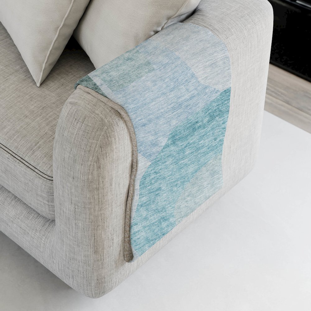 Premium Machine Washable ASB665 Teal 50" x 70" Sherpa Throw Blanket. Picture 4