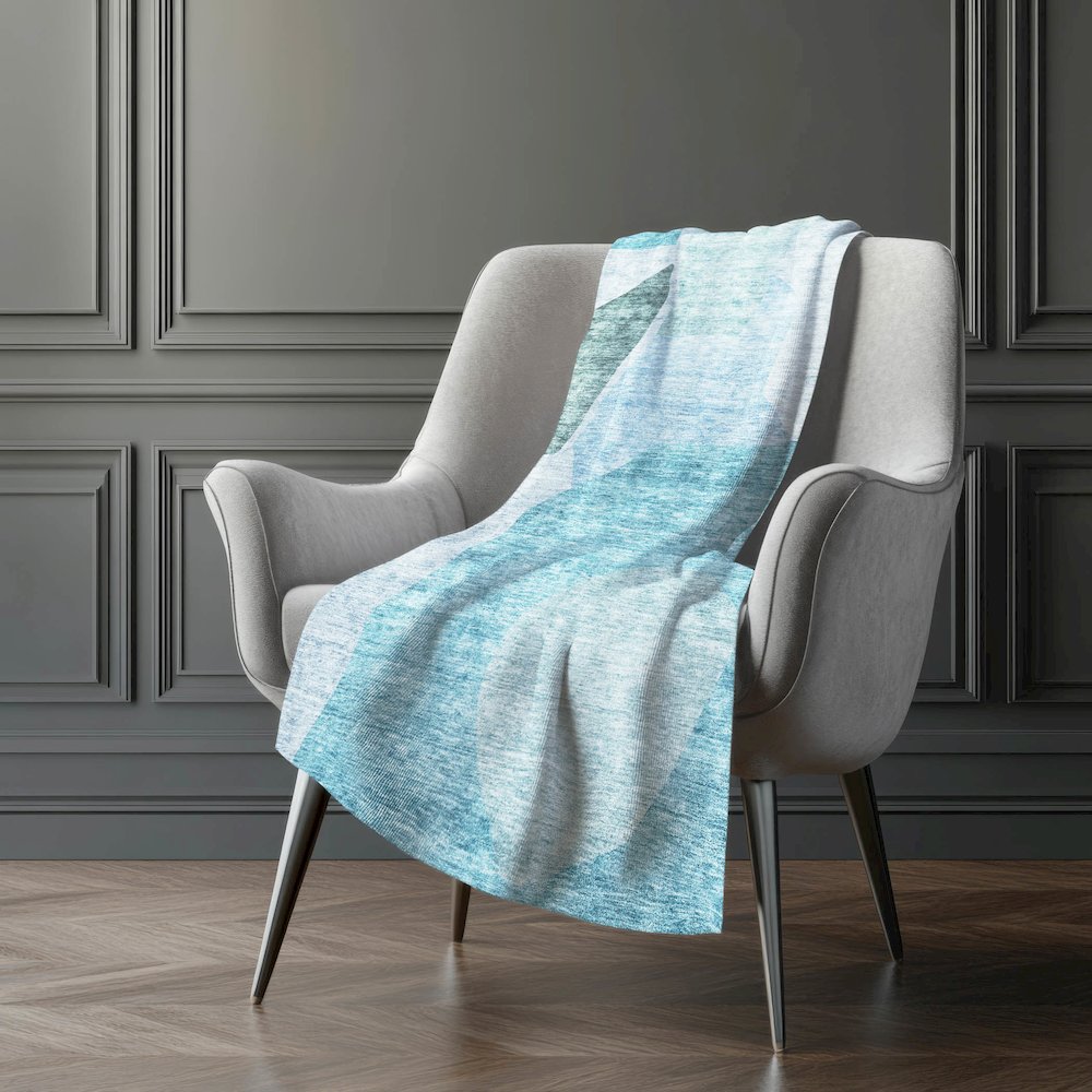 Premium Machine Washable ASB665 Teal 50" x 70" Sherpa Throw Blanket. Picture 5