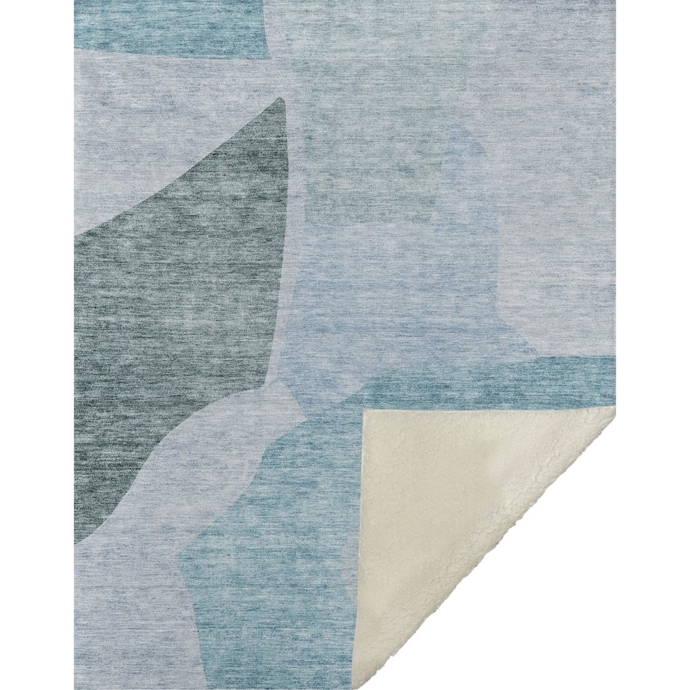 Premium Machine Washable ASB665 Teal 50" x 70" Sherpa Throw Blanket. Picture 1