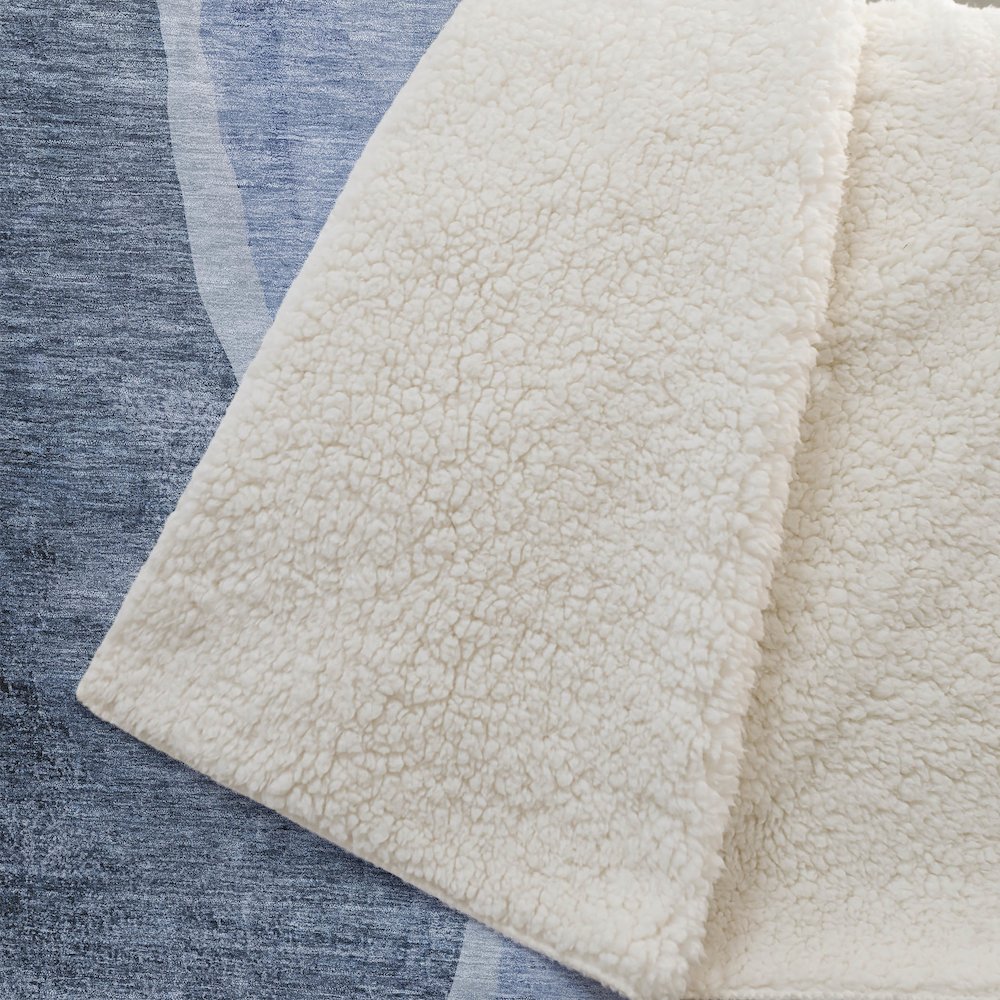Premium Machine Washable ASB667 Blue 50" x 70" Sherpa Throw Blanket. Picture 2