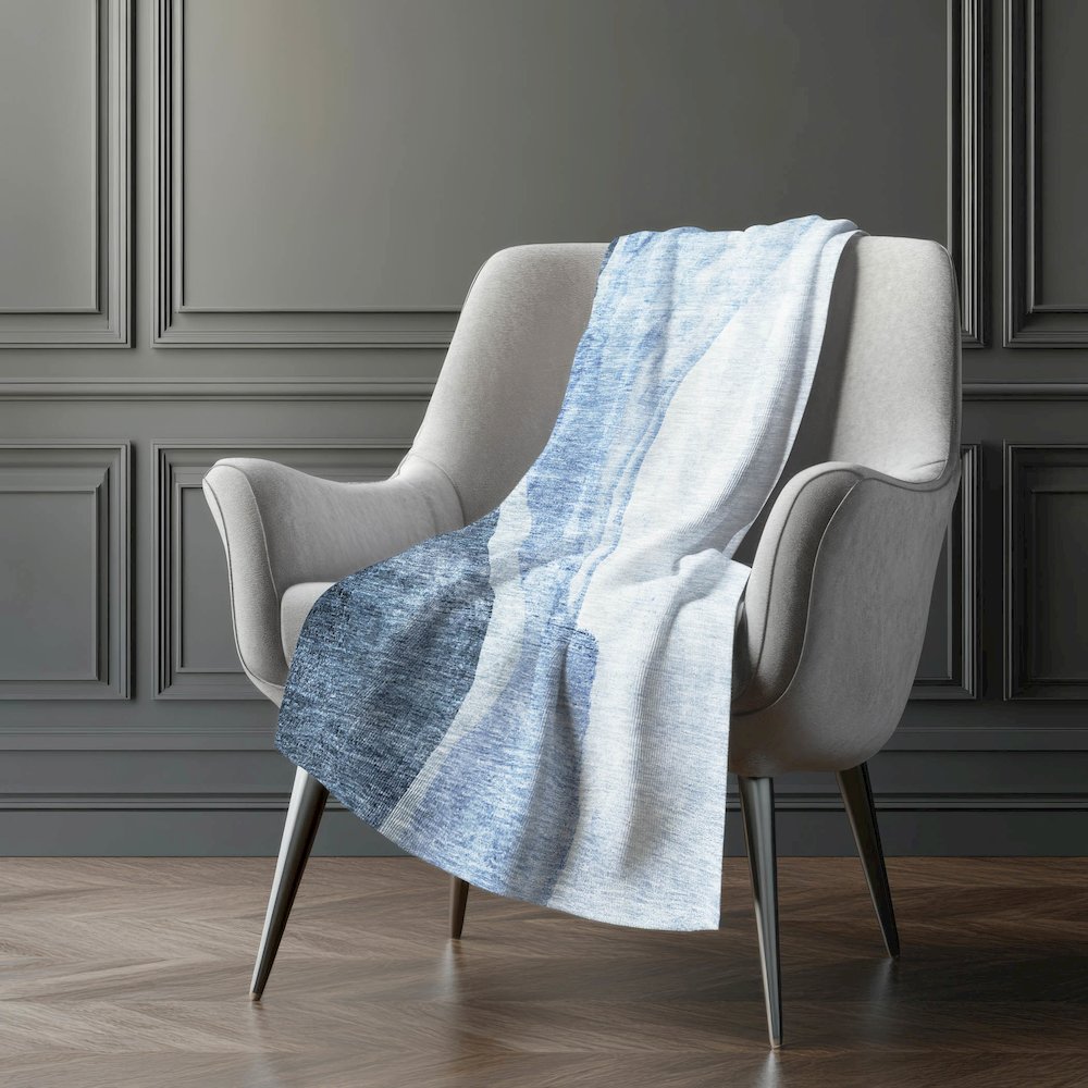 Premium Machine Washable ASB667 Blue 50" x 70" Sherpa Throw Blanket. Picture 5