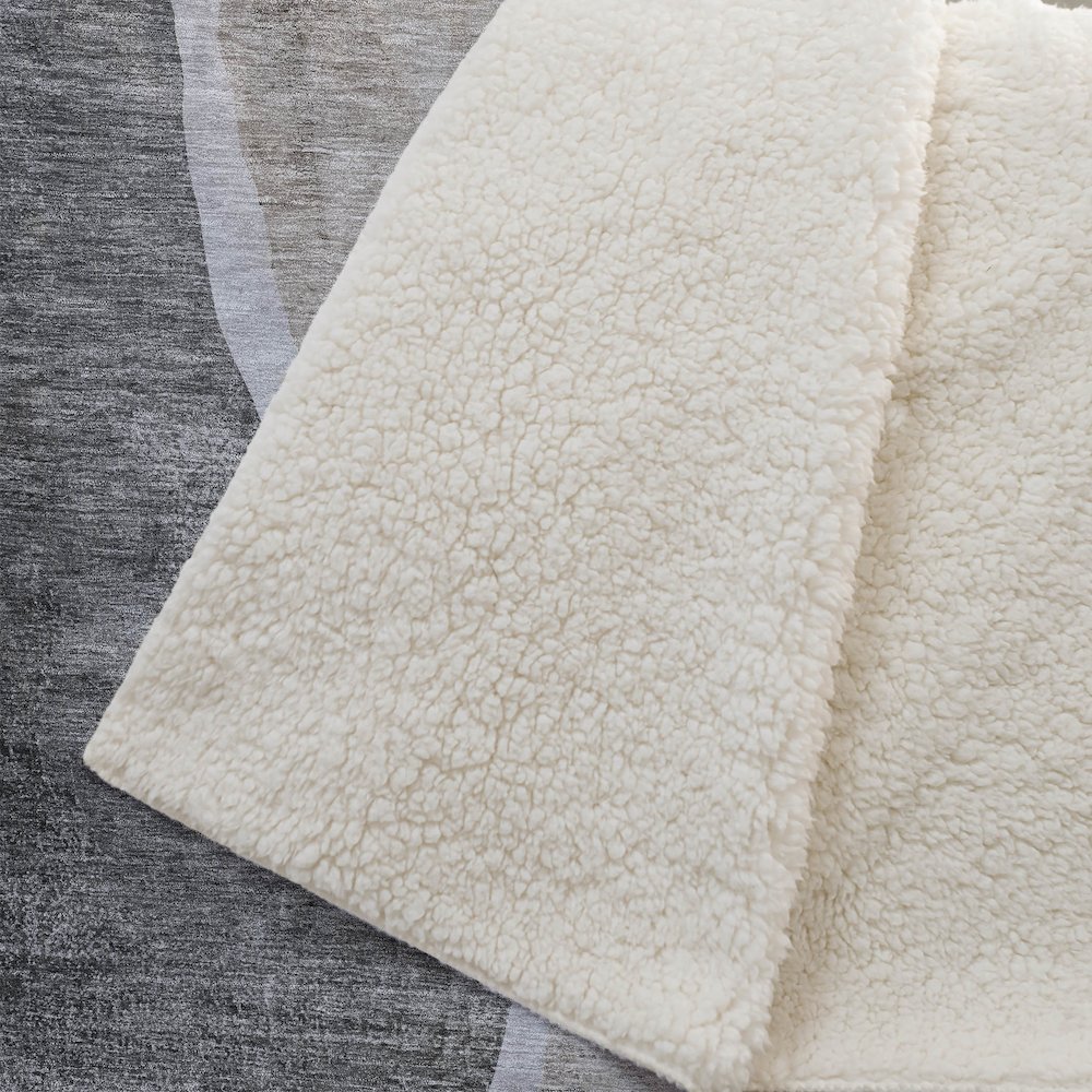Premium Machine Washable ASB667 Charcoal 50" x 70" Sherpa Throw Blanket. Picture 2